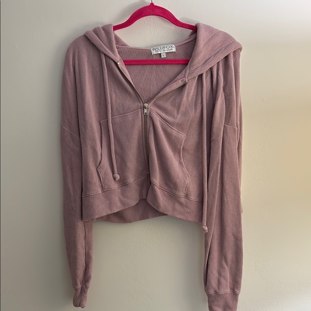 Wildfox Purple Relaxed Zippered Sweatshirt